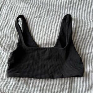 Aerie Reversible Black Ribbed Scoop Bralette